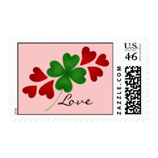 St. Patrick's day romance shamrock and hearts Postage Stamp