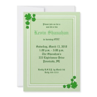 St. Patrick's Day Shamrock Birthday Invitation 