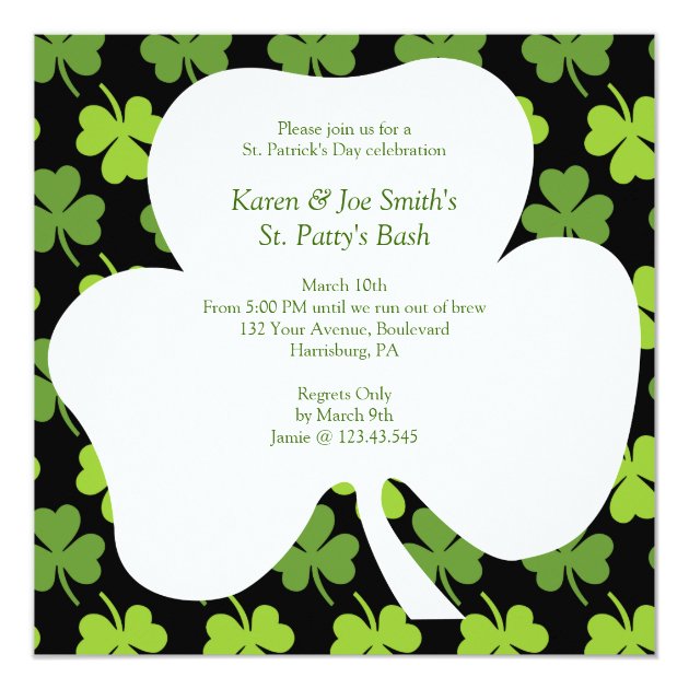 St. Patrick's Day Shamrock Festive Irish Cheers Invitation