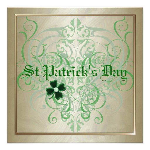 St Patrick's Day Shamrock Gold Party Invitations