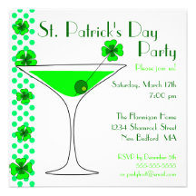 St. Patricks Day Shamrock Martini Invitation