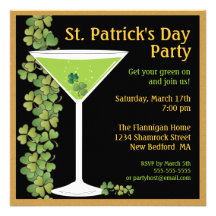 St. Patricks Day Shamrock Martini Invitation
