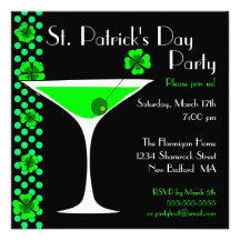 St. Patricks Day Shamrock Martini Invitation