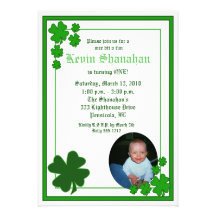 St. Patrick's Day Shamrock *PHOTO* Birthday 5x7 Personalized Invitations