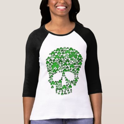 St Patricks Day Shamrock Skull T Shirts