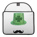 St. Patrick's Day Shamrock Sparkle Hat & Mustache Sleeves For MacBook Pro