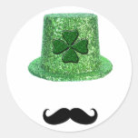 St. Patrick's Day Shamrock Sparkle Hat & Mustache Sticker