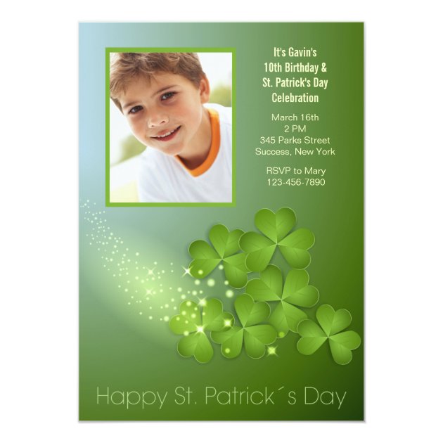 St. Patrick's Day Shamrocks Invitation (front side)