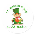 St Patricks Day ~South Boston Round Sticker