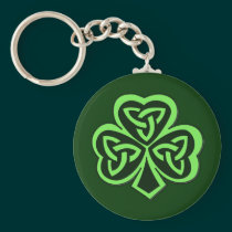 St. Patrick's Day, Three Leaf Clover Gaelic Design keychains