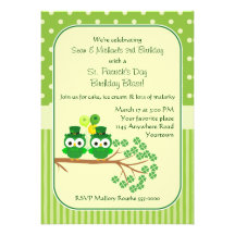 St. Patrick's Day Twin Boys Birthday Custom Announcement