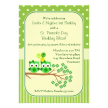 St. Patrick's Day Twin Girl's Birthday Personalized Invite