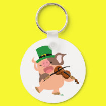 St Patrick's Day violinist pig keychain