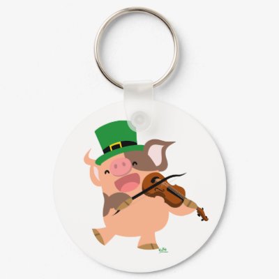St Patrick's Day violinist pig keychain by Lioness_Graphics