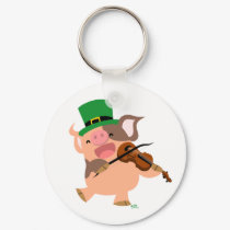 St Patrick's Day violinist pig keychain