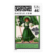 St Patricks Day - Woman & Shamrocks stamp