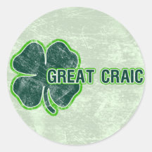 St. Patricks ‘Great Craic’ Shamrock Grunge Sticker