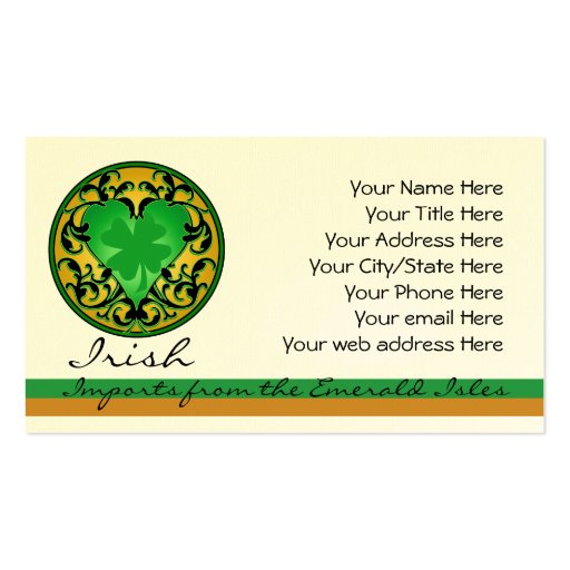 St. Patrick's Heart Lucky Charm Business Cards (front side)