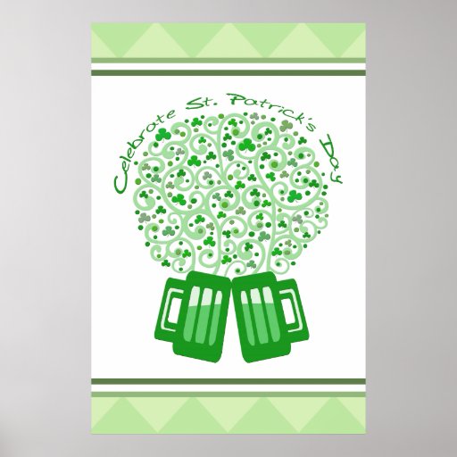 St. Patrick's Irish Green Beer Mugs Poster / Print