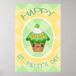 St. Patrick's Irish Kawaii Cupcake Poster / Print