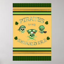 St Patrick's Irish Pirates Skull Poster / Print