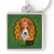 St Patricks - Pot of Gold - Basenji Key Chain