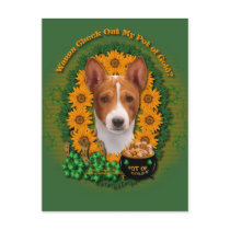 St Patricks - Pot of Gold - Basenji Post Card