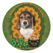 St Patricks - Pot of Gold - Beagle - Puppy Sticker