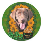 St Patricks - Pot of Gold - Labrador - Chocolate stickers