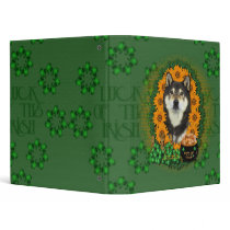 St Patricks - Pot of Gold - Shiba Inu - Yasha 3 Ring Binder