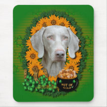 St Patricks - Pot of Gold - Weimeraner - Gold Eyes Mouse Pad
