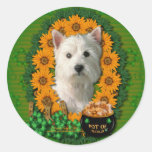 St Patricks - Pot of Gold - West Highland Terrier Round Stickers