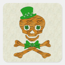 St. Patrick's Tiger Skull Square Stickers