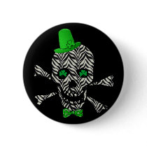 St. Patrick's Zebra Skull Pin