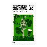 St.Patricks's Day girl stamps