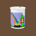 St Pat's Day Redhead Girl Leprechaun with Rainbow pitchers