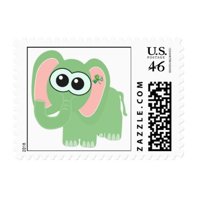 St. Pattys Day Goofkins elephant Postage Stamp Zazzle_stamp