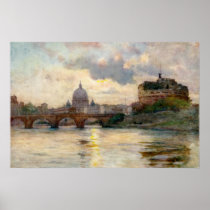 St Peter’s Rome From The Tiber Print