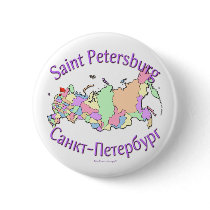 St. Petersburg City Russia Map Pinback Button