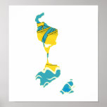 St. Pierre And Miquelon Flag Map full size Poster