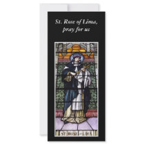 St. Rose of Lima -pray for us-stained glass window Personalized Rack Card