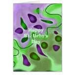St. Urho's Day Modern Art Green & Purple Card cards