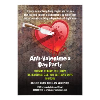 Stabbed Heart Anti-Valentine's Day Party Invite