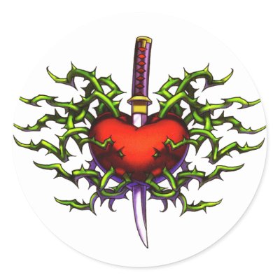 Stabbed in the heart stickers by miserablemisty