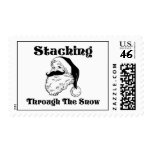 Staching Through The Snow Santa Postage Stamps