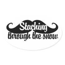 Staching through the Snow Oval Stickers