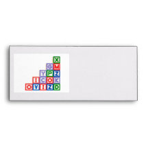 Stack of alphabet blocks envelopes