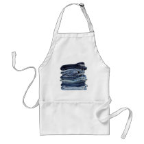 Stack of blue jeans apron