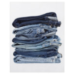 Stack of blue jeans flyers