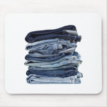 Stack of blue jeans mousepad
